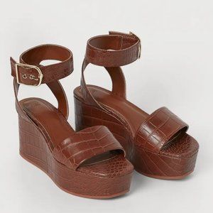 H&M Crocodile Faux Leather Wedge Heels